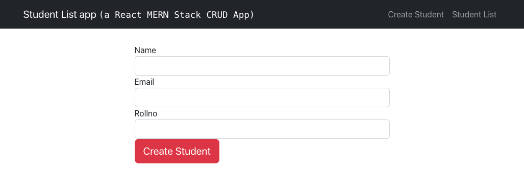 Student List app form screen capture